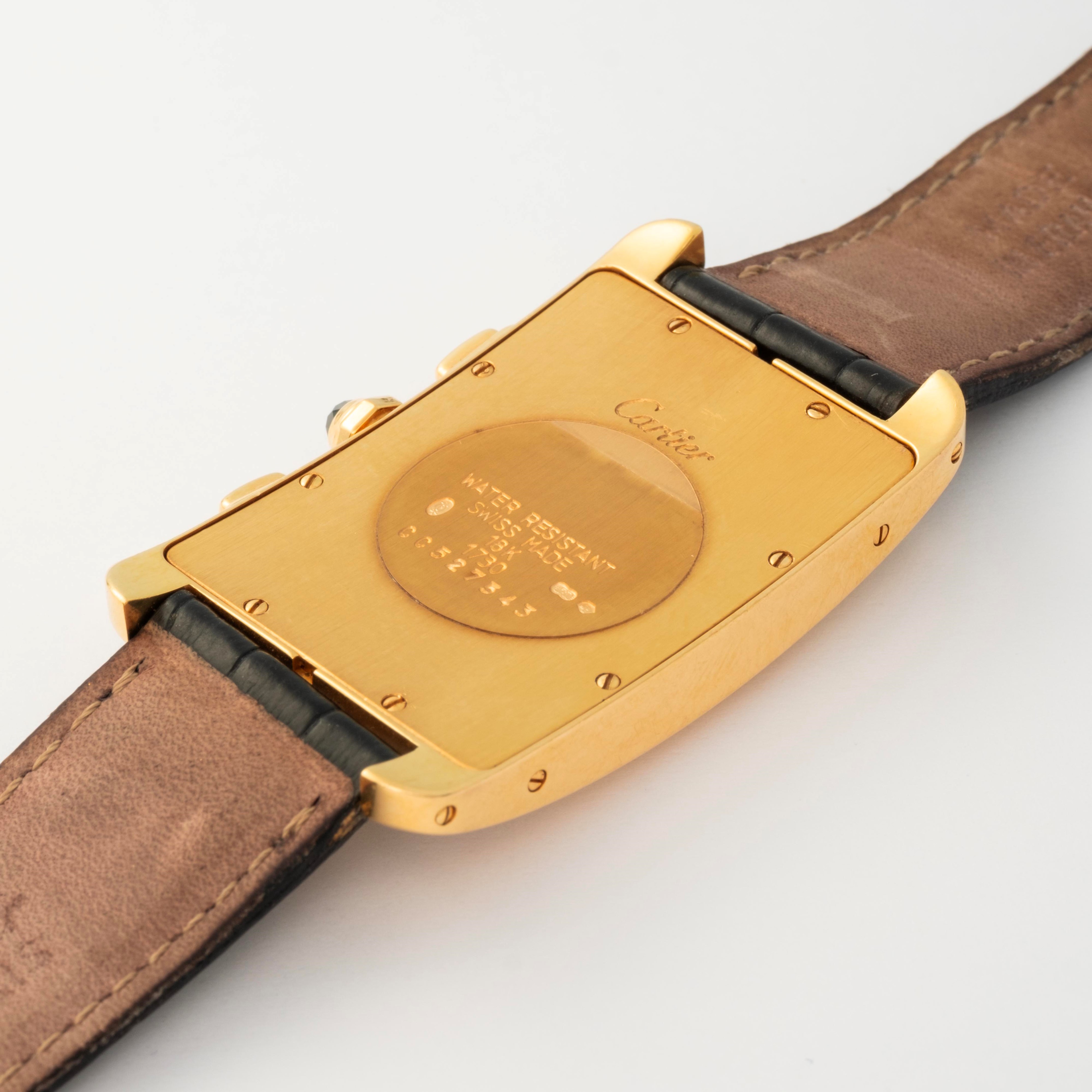 Cartier - Tank Americaine Cronografo ref. 1730, oro giallo 18k, quadrante bianco con numeri roman...