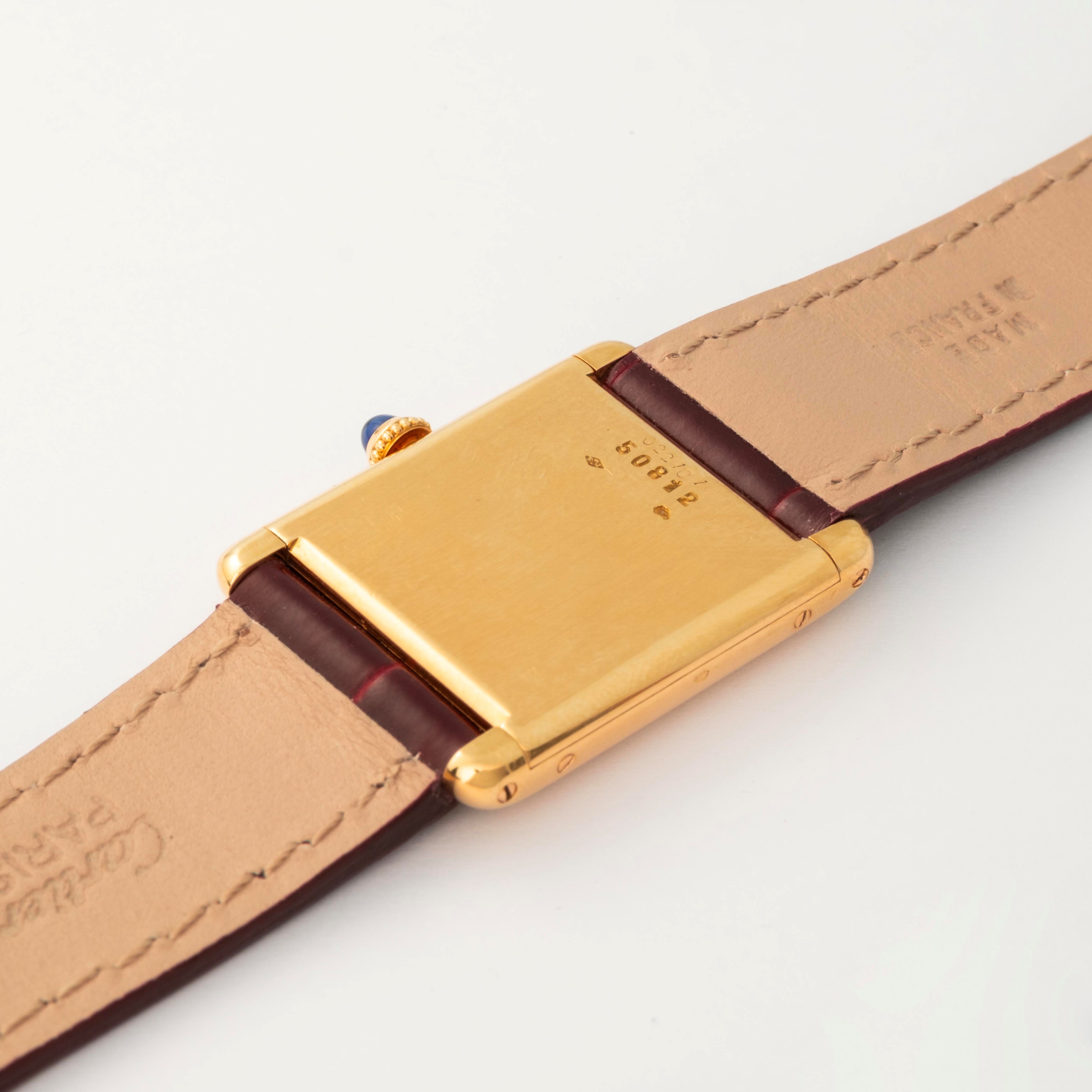 Cartier - Orologio Tank Louis in oro giallo 18k con quadrante bianco a numeri romani, circa 1960