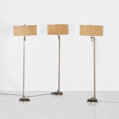Lampade da terra in metallo e legno ebanizzato, circa 2000, Italia