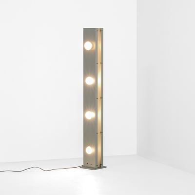 Lampada da terra in acciaio e perspex, Italia, 1970 ca.