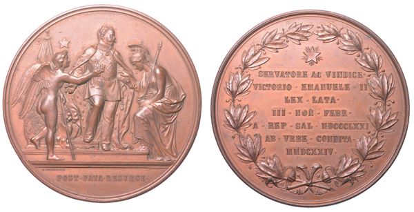 REGNO D’ITALIA. VITTORIO EMANUELE II DI SAVOIA, 1861-1878. Medaglia in bronzo 1874. Per la Traslazione della capitale da Torino a Roma.