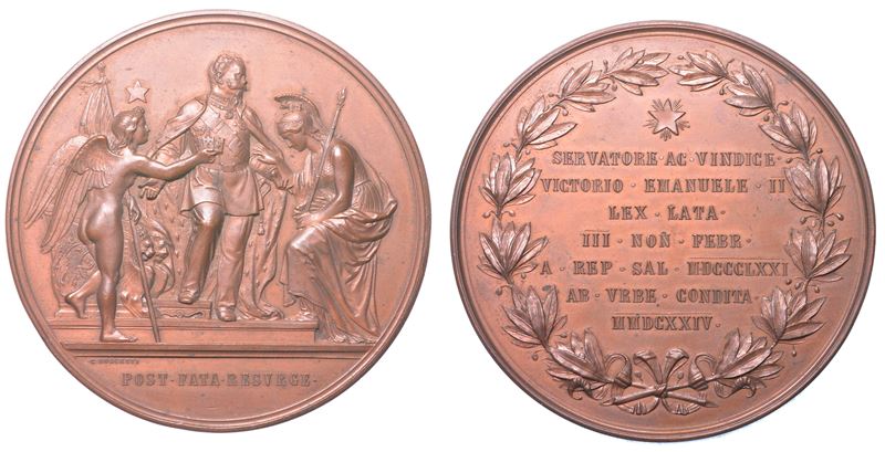 REGNO D’ITALIA. VITTORIO EMANUELE II DI SAVOIA, 1861-1878. Medaglia in bronzo 1874. Per la Traslazione della capitale da Torino a Roma.  - Auction Light Numismatics - Cambi Casa d'Aste