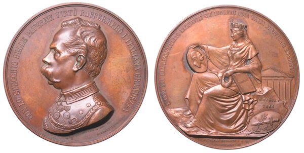 REGNO D'ITALIA. UMBERTO I DI SAVOIA, 1878-1900. Medaglia in bronzo 1884. Pellegrinaggio nazionale alla tomba di re Vittorio Emanuele II di Savoia al Pantheon a Roma.