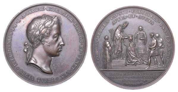 MILANO. FERDINANDO I D'ASBURGO-LORENA, 1835-1848. Medaglia in bronzo 1838. Per l'incoronazione di Ferdinando I a Milano.