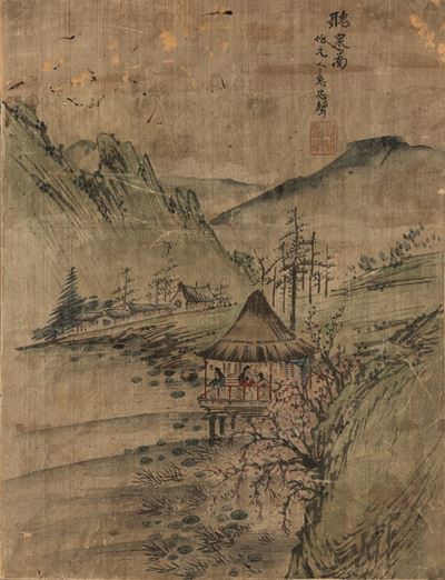 Cina (Dinastia Qing), Quattro dipinti a tema di montagna con iscrizioni, XIX secolo