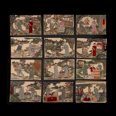 Dipinti cinesi, Scena di corte, XX secolo, 27 opere