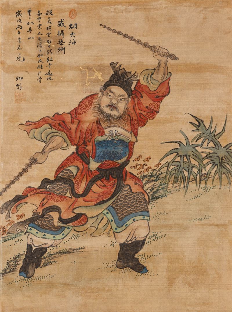 Stampa raffigurante guerriero con iscrizioni, Cina, XX secolo  - Asta Arte Orientale - Cambi Casa d'Aste