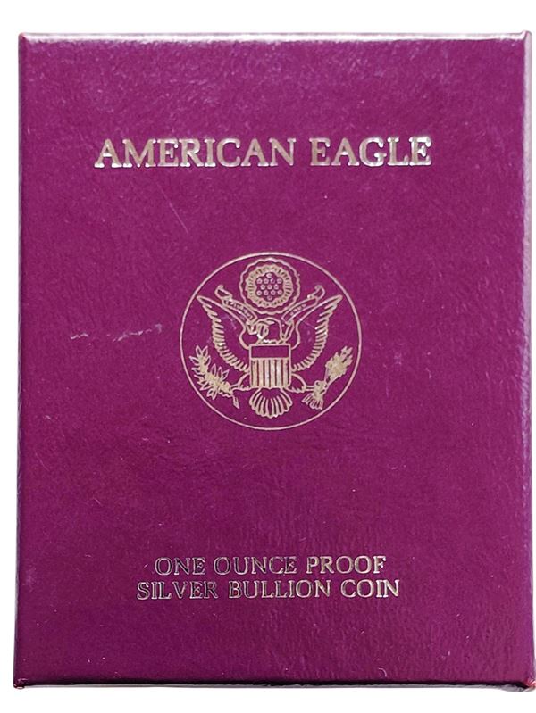 USA 1990: una moneta American Eagle One Dollar Fondo Specchio (proof) in argento in cofanetto originale.