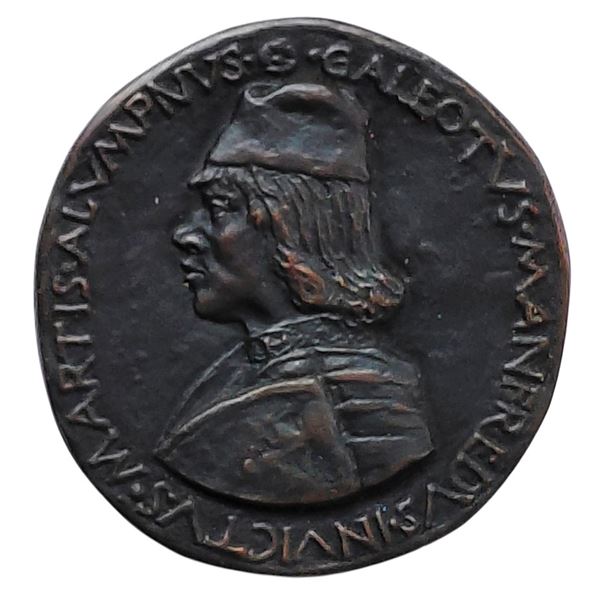 Mantova: medaglia riconio moderno Galeotto Manfredi Signore di Faenza (1440-1488) opus Sperandio Savelli da Mantova (1431-1504)