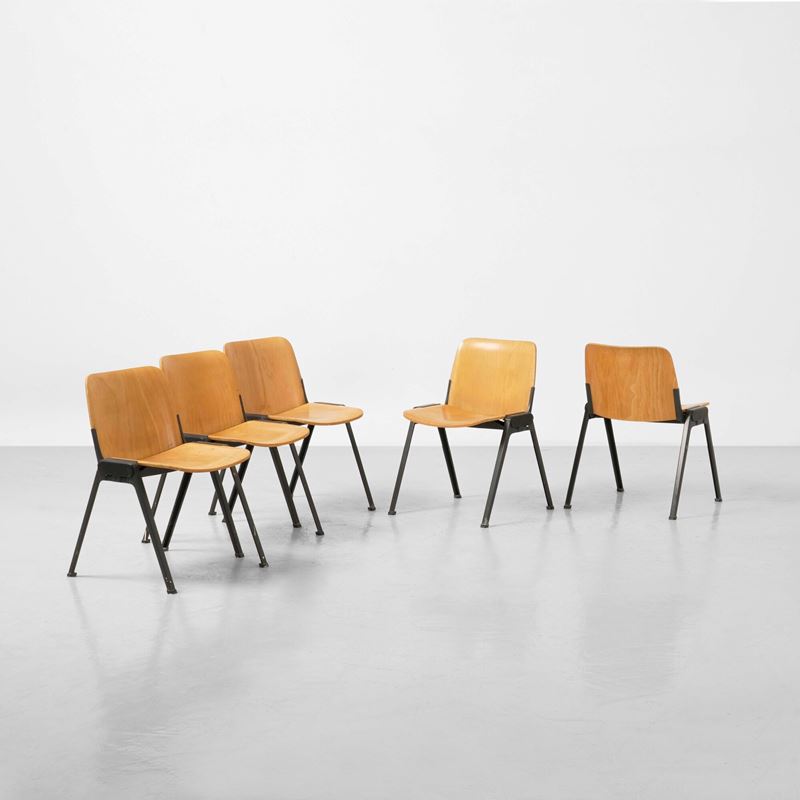 Roberto Lucci e Paolo Orlandini : Cinque sedie della serie Sistema K  - Asta Design Lab - Cambi Casa d'Aste