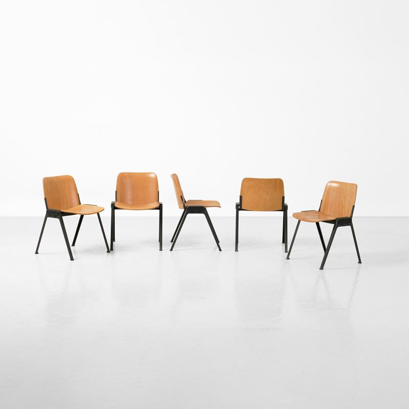 Roberto Lucci e Paolo Orlandini : Cinque sedie della serie Sistema K  - Auction Design Lab - Cambi Casa d'Aste