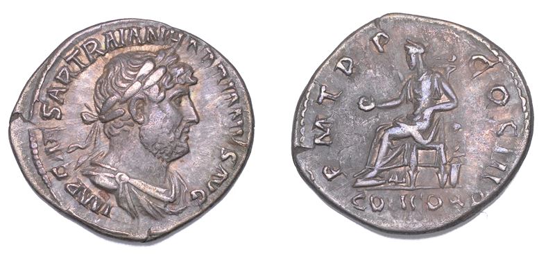 SHIPPING ONLY IN ITALY. ADRIANO, 117-138. Denario, anni 121-123. Roma.  - Auction Light Numismatics - Cambi Casa d'Aste