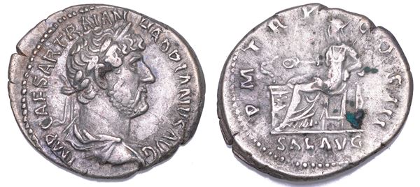 SHIPPING ONLY IN ITALY. ADRIANO, 117-138. Denario, anno 123. Roma.
