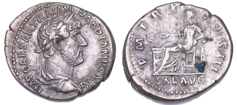 SHIPPING ONLY IN ITALY. ADRIANO, 117-138. Denario, anno 123. Roma.  - Auction Light Numismatics - Cambi Casa d'Aste