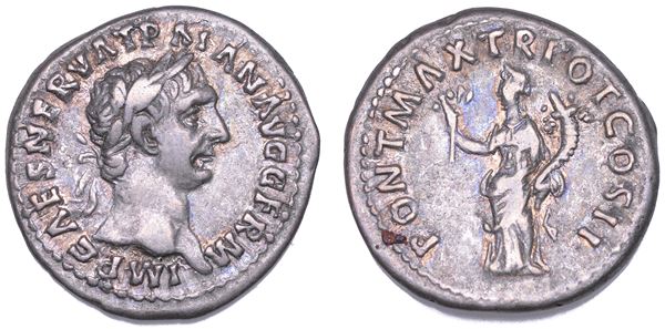 SHIPPING ONLY IN ITALY. TRAIANO, 98-117. Denario, anno 99. Roma.
