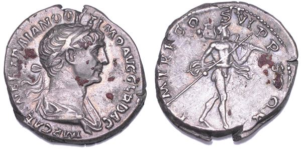 SHIPPING ONLY IN ITALY. TRAIANO, 98-117. Denario.