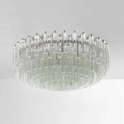 Lampada a plafone in vetro di Murano e metallo
