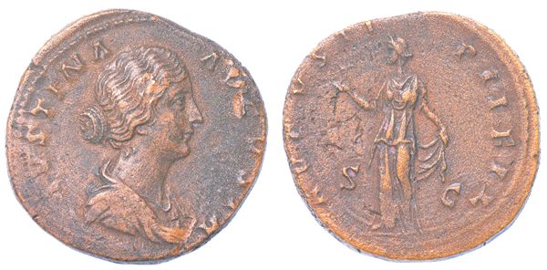 SHIPPING ONLY IN ITALY. FAUSTINA II (Moglie di Marco Aurelio), 147-176. Sesterzio. Roma.