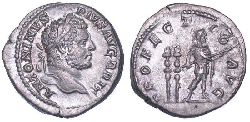 SHIPPING ONLY IN ITALY. CARACALLA, 198-217. Denario, anni 210-213.  - Auction Light Numismatics - Cambi Casa d'Aste