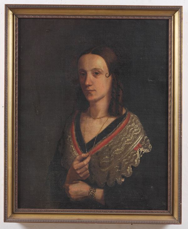 Scuola del XVIII secolo Ritratto di donna con scialle