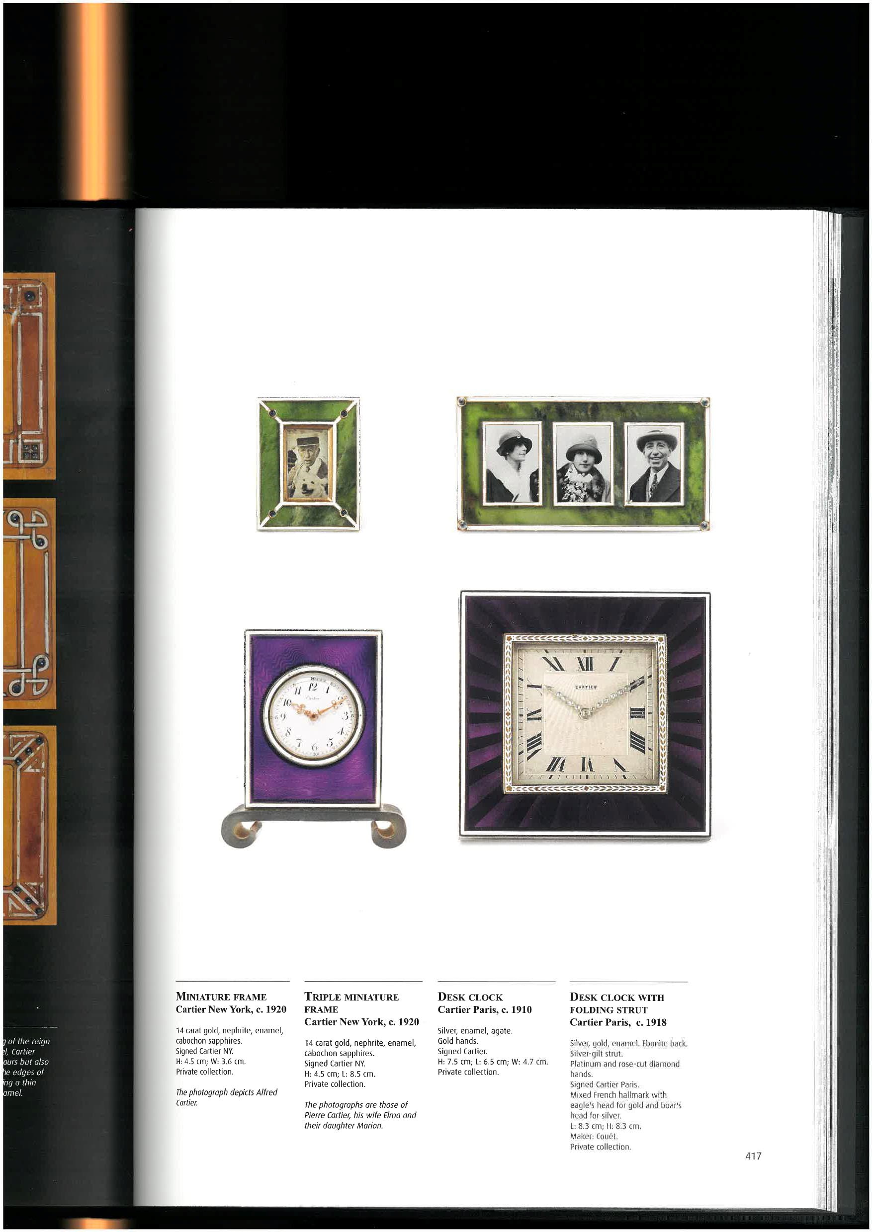 Cartier - Orologio da tavolo Belle Époque in argento e smalto viola con quadrante guilloché sunbu...