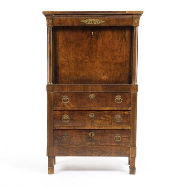 Secretaire Impero lastronato. XIX secolo