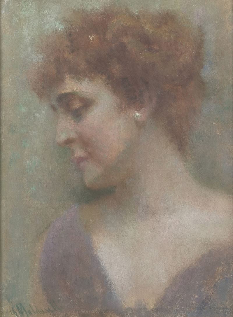 Giuseppe Maldarelli : Ritratto femminile  - olio su cartone - Asta Dipinti del XIX-XX Secolo - Cambi Casa d'Aste