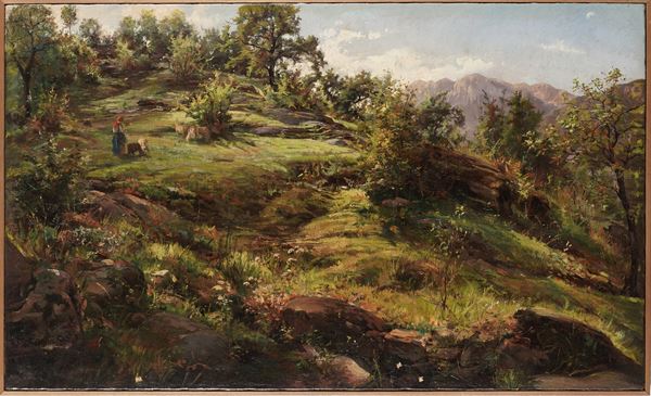 Pittore del XIX-XX secolo Paesaggio campestre