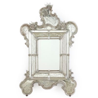 Specchiera in vetro di Murano, Stile veneziano, XX secolo