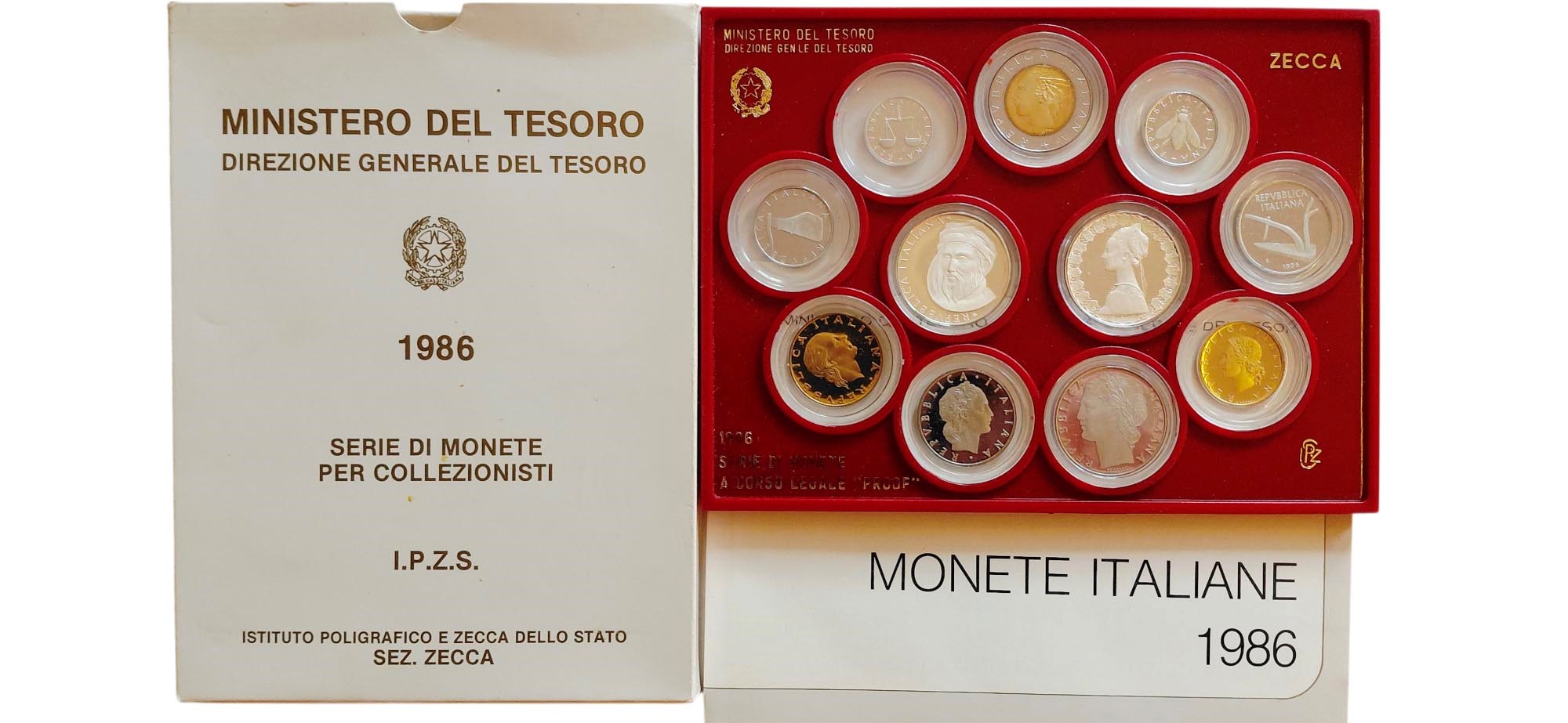 Italia 1986. divisionale Fondo Specchio (proof) in confezione ufficiale.