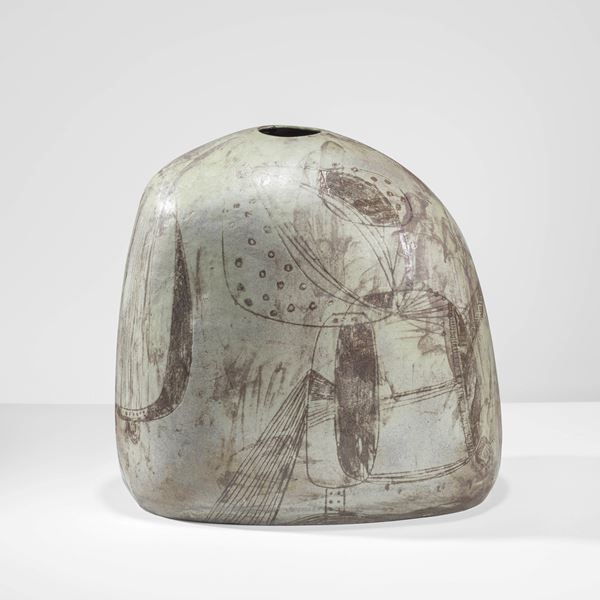 Grande vaso in gres con decoro astratto.