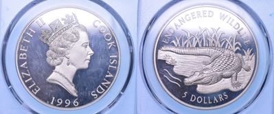 Elizabeth II, Moneta da 5 dollari, Isole Cook, 1996, argento