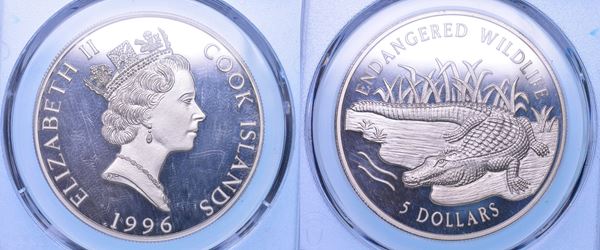 ISOLE COOK. ELIZABETH II, 1953-2022. 5 Dollars 1996.