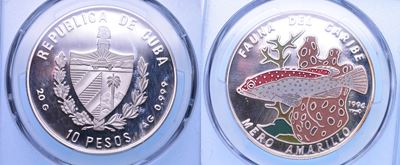 Cuba, 10 Pesos 1994, Stemma e Fauna caraibica