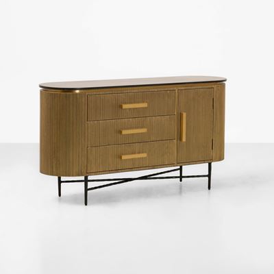 Credenza, struttura in legno con piano in marmo