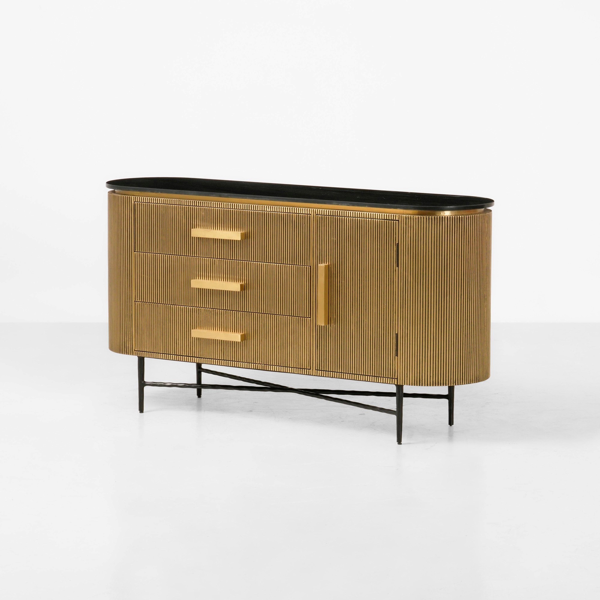 Credenza, struttura in legno con piano in marmo