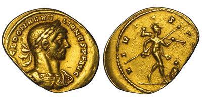Aurelio, Aureo con busto laureato e corazzato, Mediolanum, 271-272 d.C.