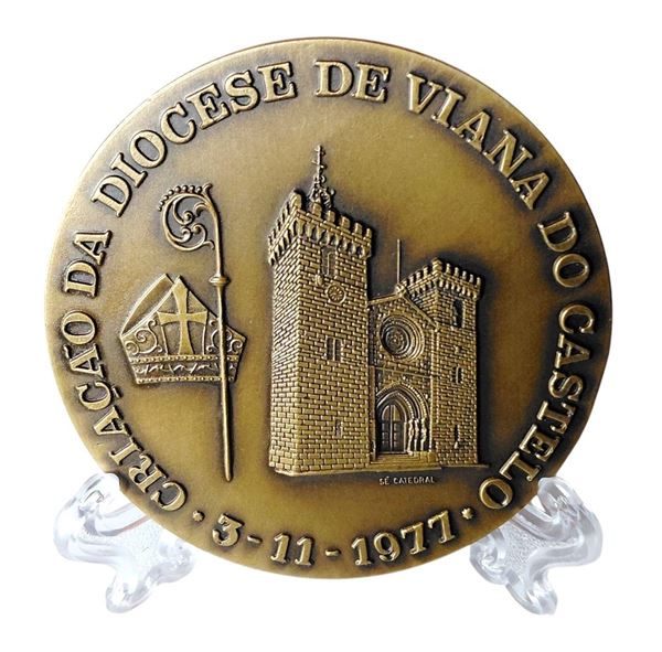 Vaticano 1977: medaglia papale Paolo VI (1963-1978) in bronzo Criação da Diocesi de Viana do Castello – 03-11-1977).