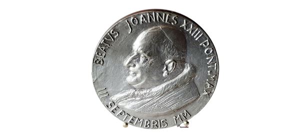 Vaticano 2000: medaglia papale San Giovanni XXIIII (postumo - 1958-1963) in Ae argentato Beatificazione di Giovanni XXIII – 03-09-2000).