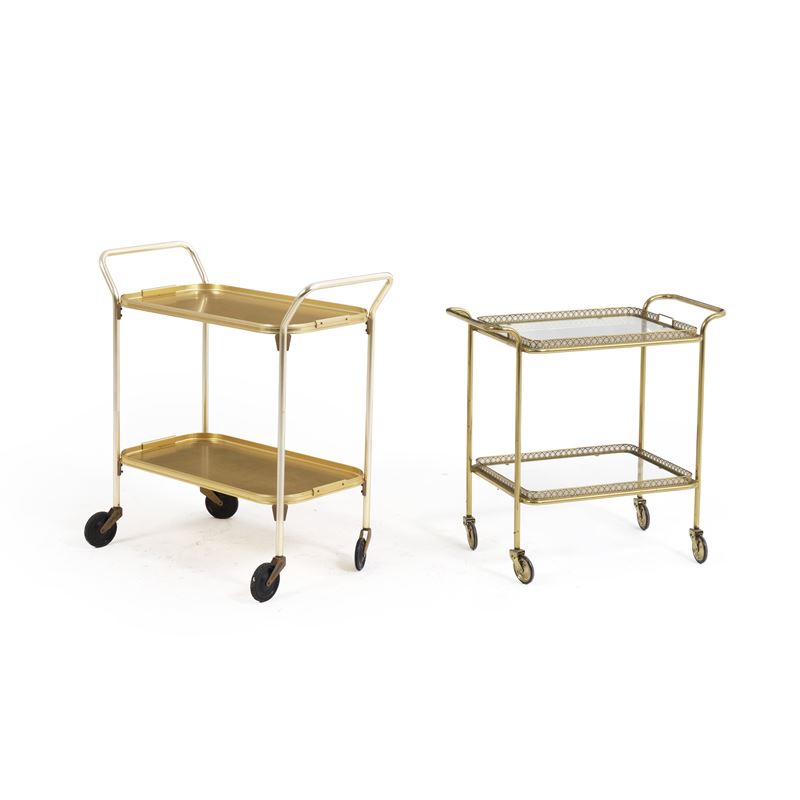 Due carrelli in metallo dorato. XX secolo  - Asta Antiquariato - Cambi Casa d'Aste