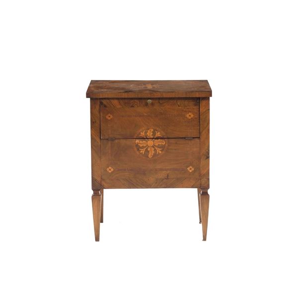 Comodino Luigi XVI intarsiato. XIX secolo