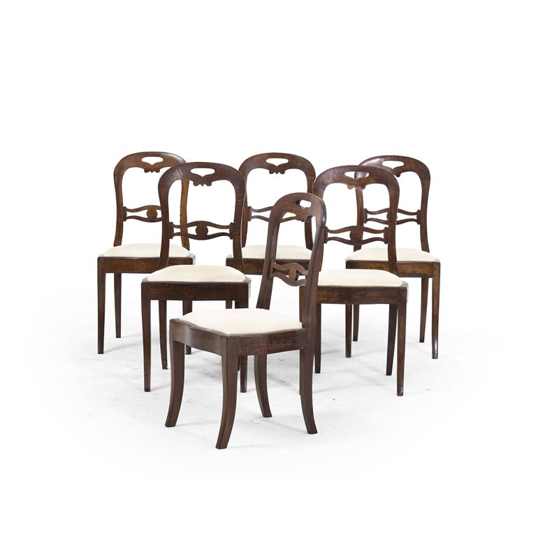 Gruppo di cinque sedie e una più piccola. Fine XIX-inizi XX secolo  - Asta Antiquariato - Cambi Casa d'Aste