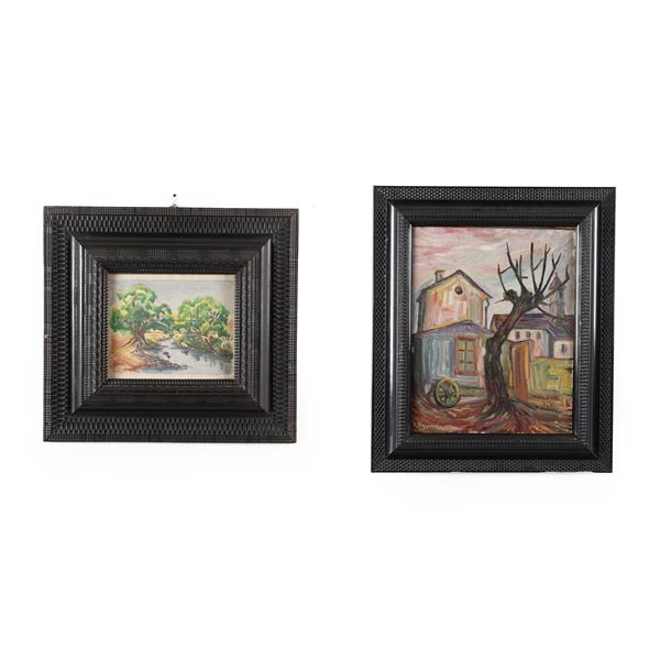 Lotto composto da due dipinti in cornice