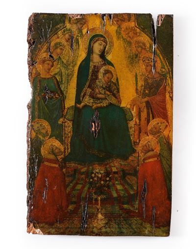 Scena religiosa, dipinto su legno
