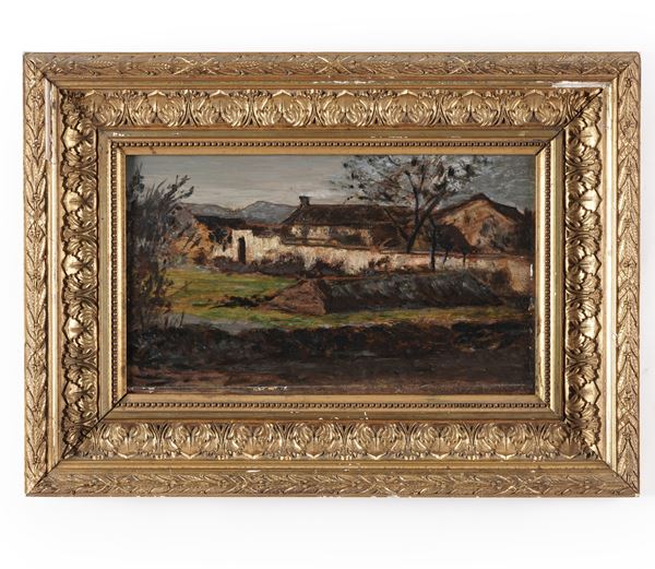 Pittore del XIX-XX secolo Paesaggio con cascina