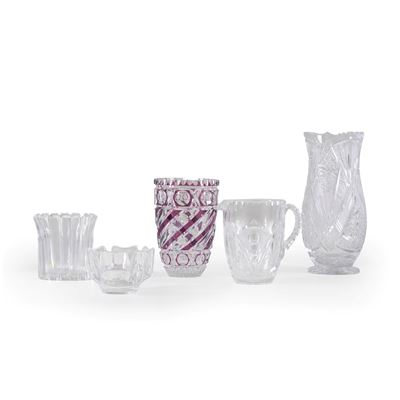 Cristallo, Quattro vasi e una caraffa, XX secolo
