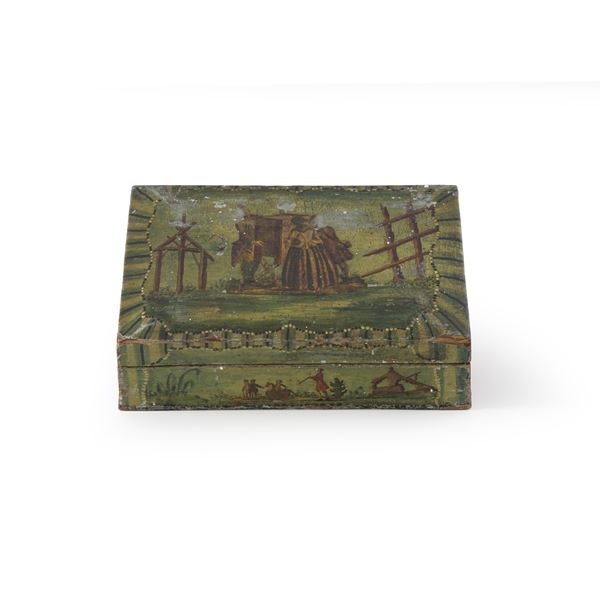 Scatola portagioie in legno dipinto. XIX secolo