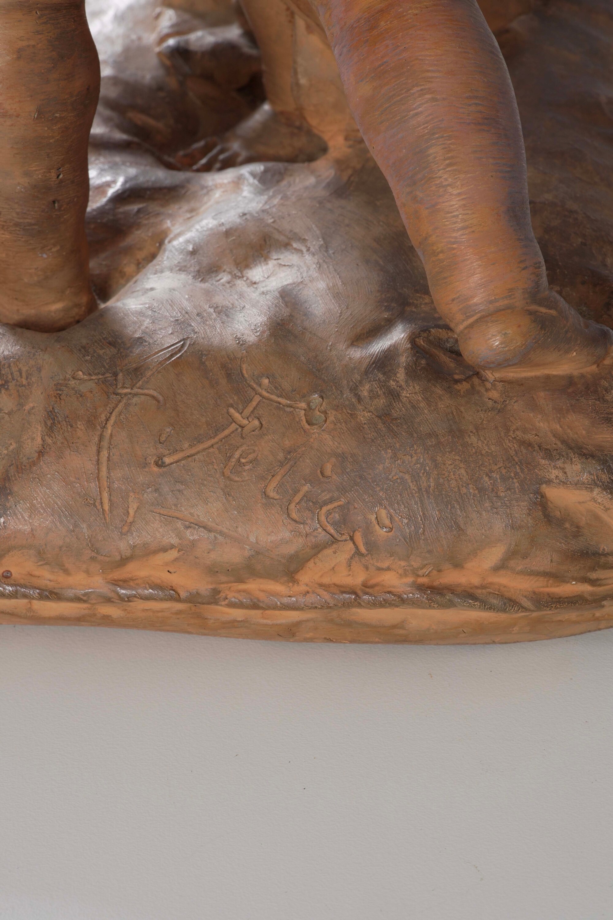 Firma A. Felici (attrib.) , Scultura in terracotta raffigurante putti, montata a lampada