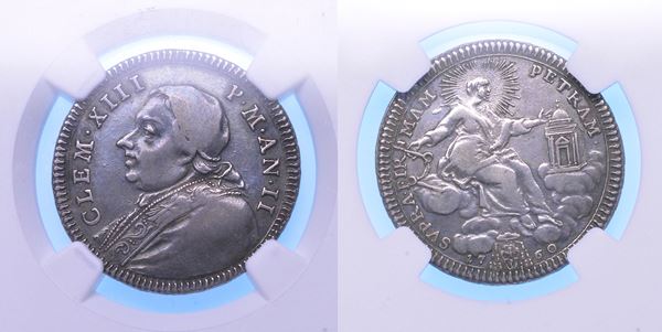 STATO PONTIFICIO. CLEMENTE XIII, 1758-1769. Doppio Giulio 1760/A. II. Roma.