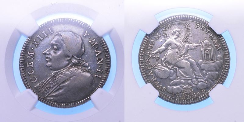 STATO PONTIFICIO. CLEMENTE XIII, 1758-1769. Doppio Giulio 1760/A. II. Roma.  - Asta Numismatica Light - Cambi Casa d'Aste
